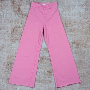 Zara Marine Straight High Rise Pink Wide Leg Jeans Womens Size 2